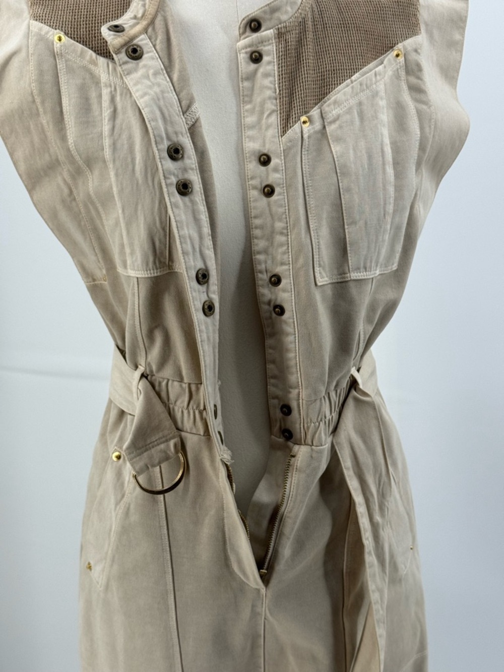Gray State Indya Utility Jumpsuit Belted Wide-Leg Slit at Hemline Size 0 - Picture 8 of 14